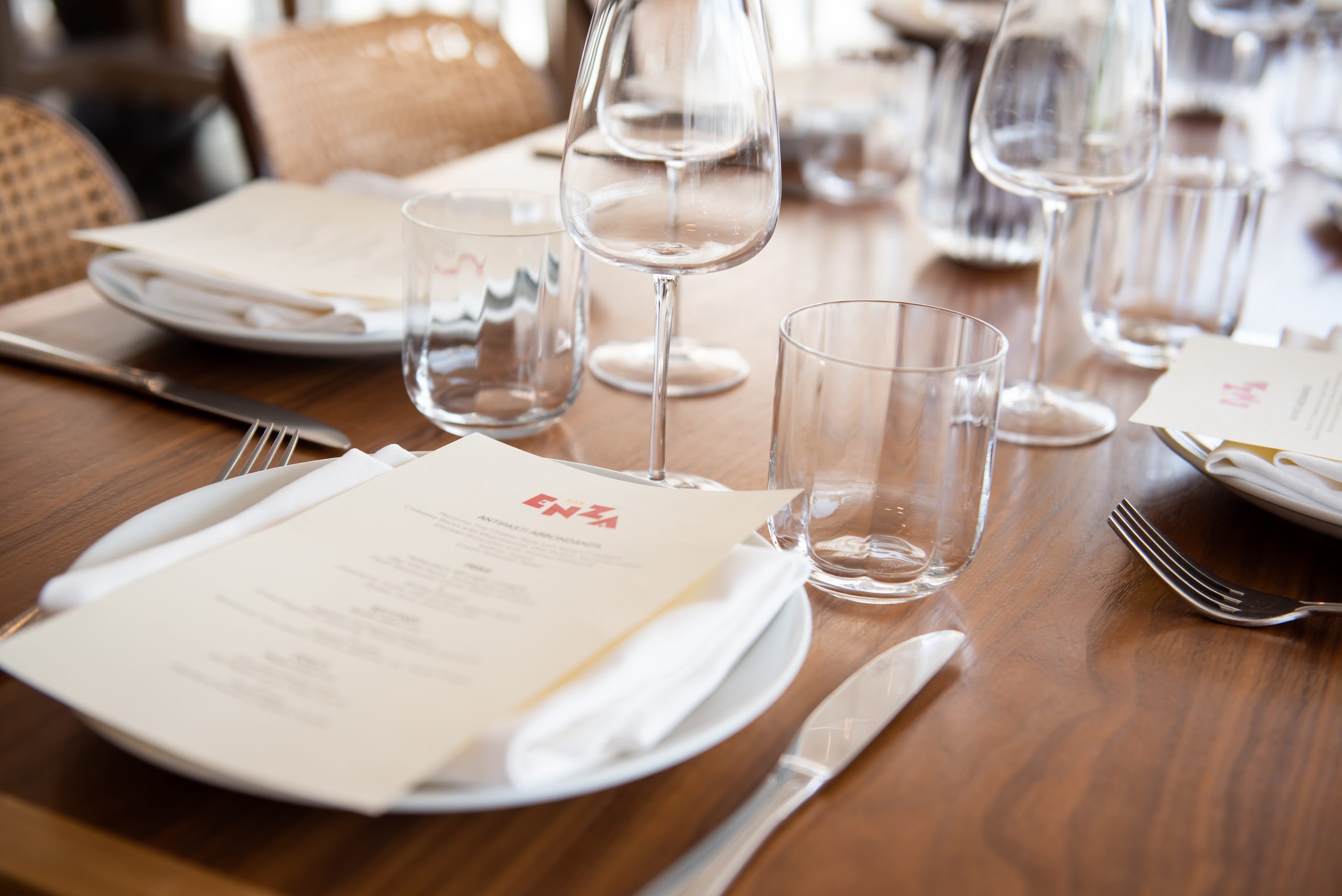 A place setting at Bar Enza